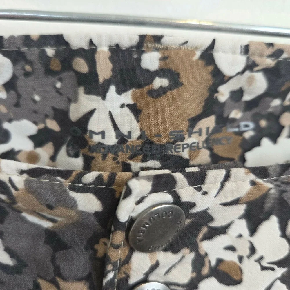 Columbia Omni-Shield Shorts Womens 8 Floral Brown Grey Hiking Outdoor - Picture 8 of 13